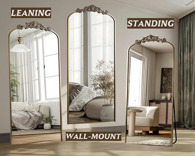 Dewfig Arched Full Length Mirror, Floor Mirror - Image 3