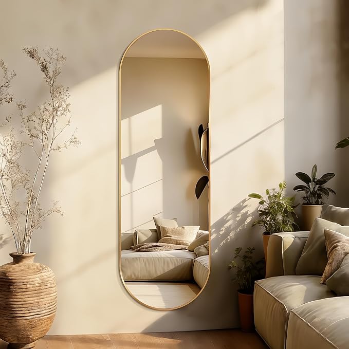 Oval Full Length Mirror, Ultra-Clear Explosion-Proof, Simple and Classic Deco by TheiaMo