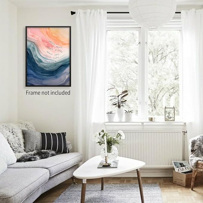 Mental Health Poster Inhale Exhale Meditation Wall Art Vintage Abstract - Image 6