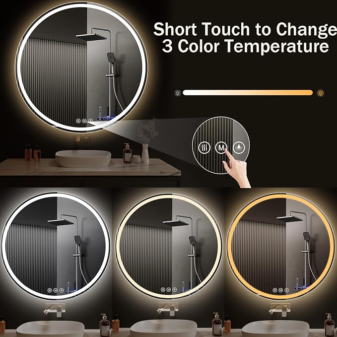 LED Bathroom Mirror 48 Inch Round Bathroom Mirror - Image 3