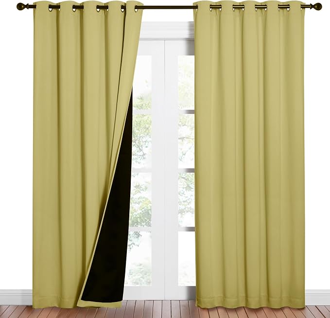 NICETOWN Paler Yellow Full Shade Curtain Panels, Pair of Energy Smart & Noise by NICETOWN