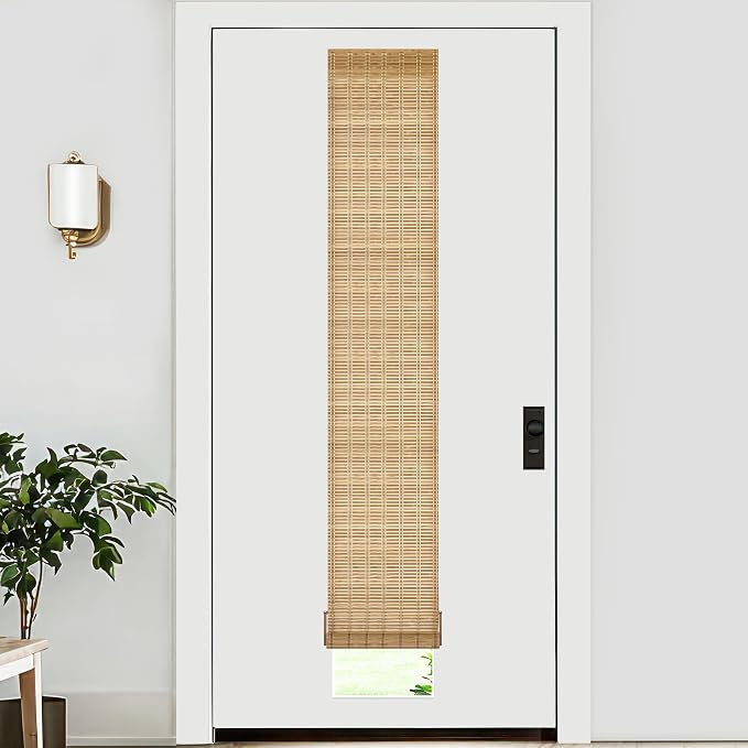 LazBlinds No Tools No Drill Bamboo Roller Shades, Cordless Bamboo Blinds by LazBlinds