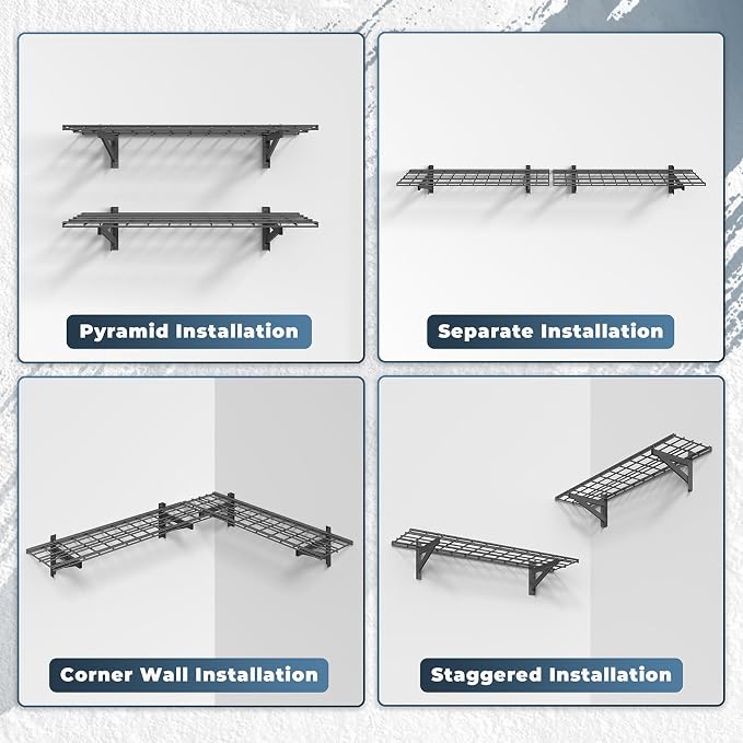 Jusgym 2 Pack Heavy Duty Garage Wall Shelving Set, Wall Mounted Garage Shelves - Image 5