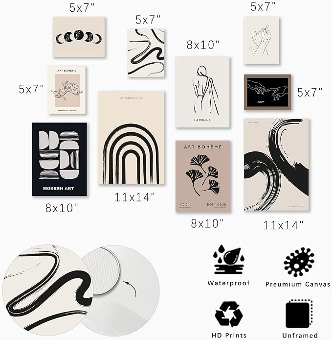 KBKBART Minimalist Boho Wall Art Prints, Eclectic Home Decor - Image 5