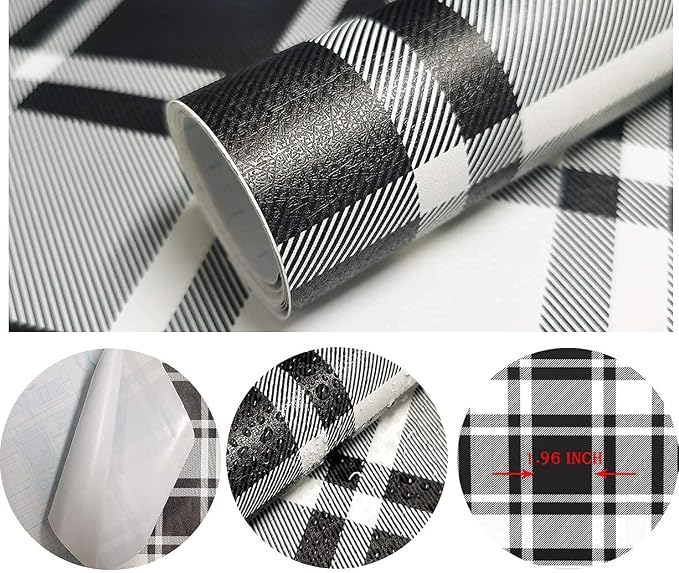 Guvana 17.7"x118" Black and White Trellis Contact Paper Peel and Stick - Image 6