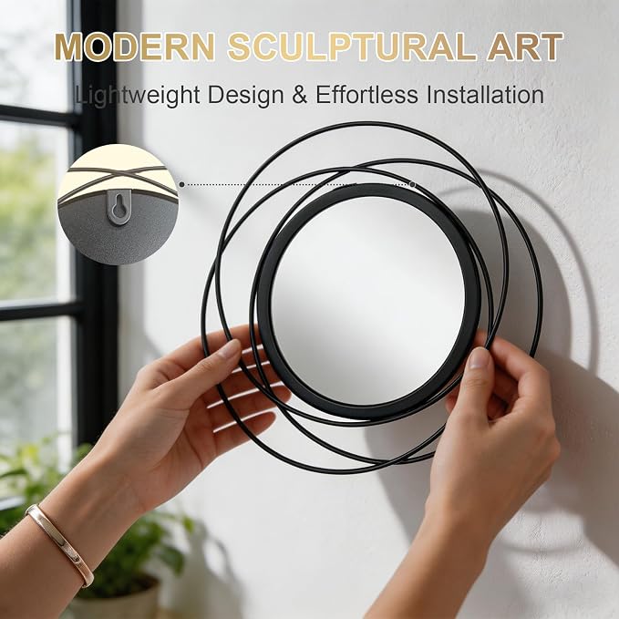 4 Piece Gold Round Wall Mirror Set Modern Metal Circle Home Decor - Image 4