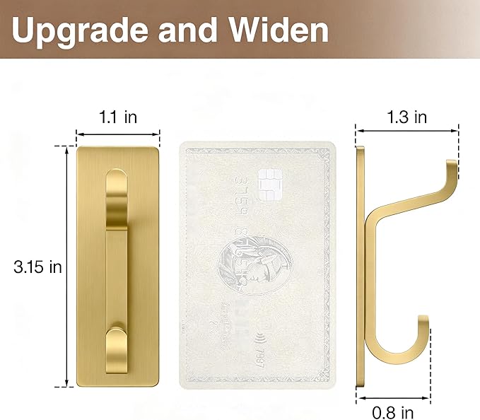 pickpiff Self Adhesive Hooks, Extra Sticky 10LB, Heavy Duty Stainless, Stick On - Image 2