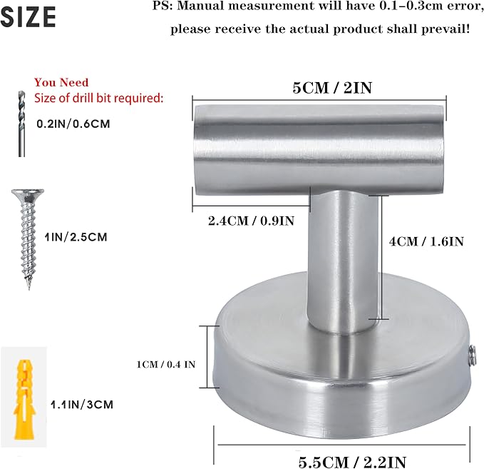 8 Pcs Silver Bathroom Towel Hook Robe Towel Hooks Coat Wall Hook Stainless - Image 2