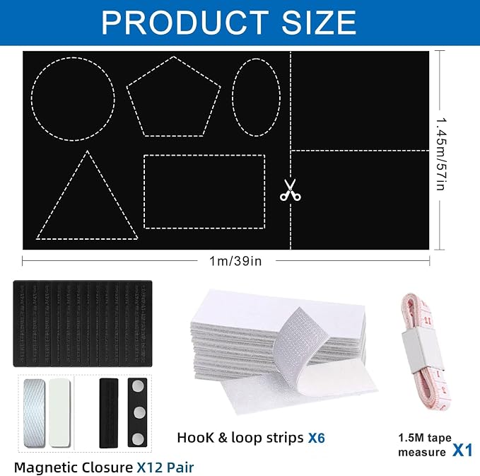 100% Blackout Blinds Magnetic Window Cover 57x40Inch, No Drill PortableCuttable - Image 2