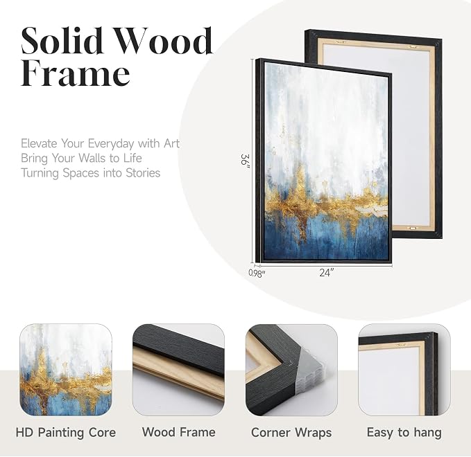 Framed Blue and White Abstract Wall Art - Image 5