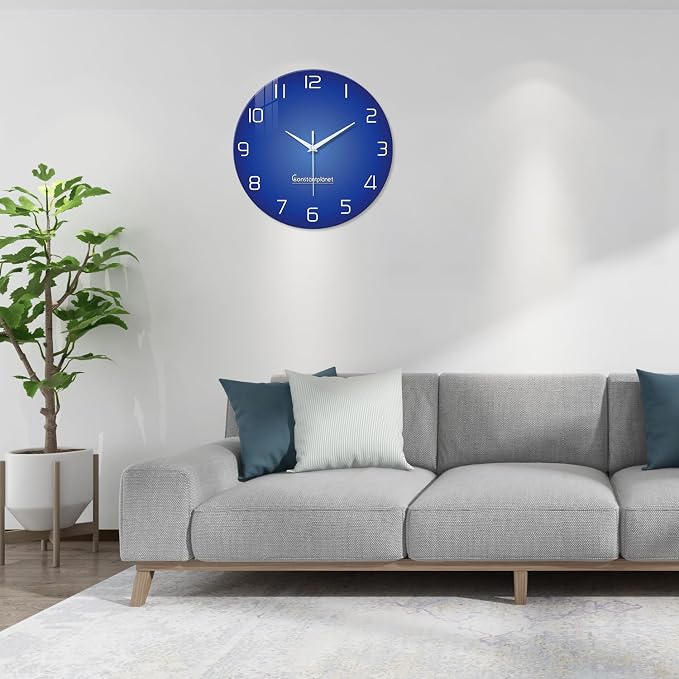 XNM Small Modren Minimalist Glass Wall Clocks Battery Operated 12 Inch Simple - Image 2