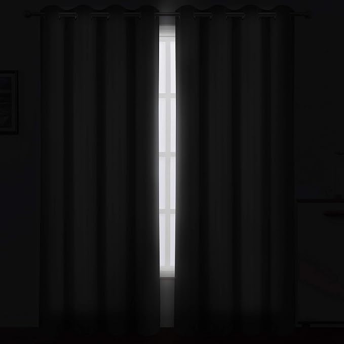 LEMOMO Grey Blackout Curtains/52 x 84 Inch/Set of 2 Panels Thermal Insulated - Image 3