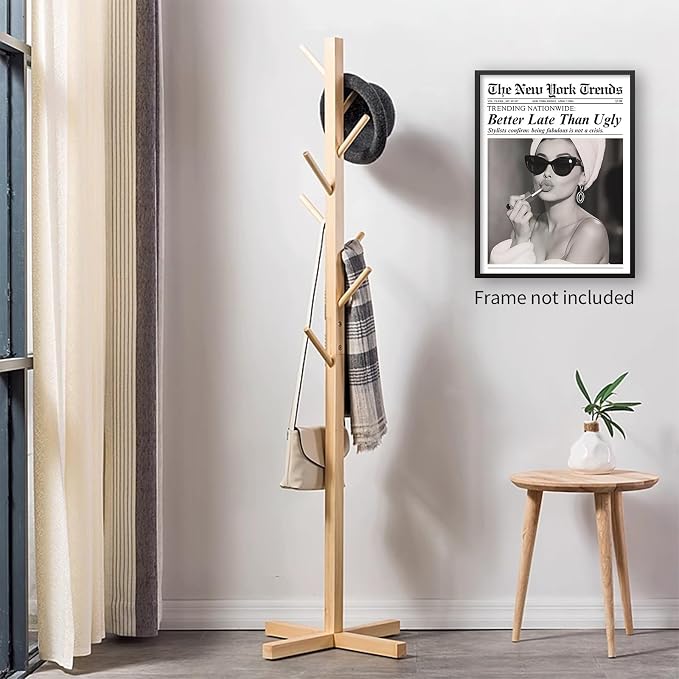Trendy Newspaper Posters Better Late Than Ugly Wall Art Vintage Black And White - Image 6