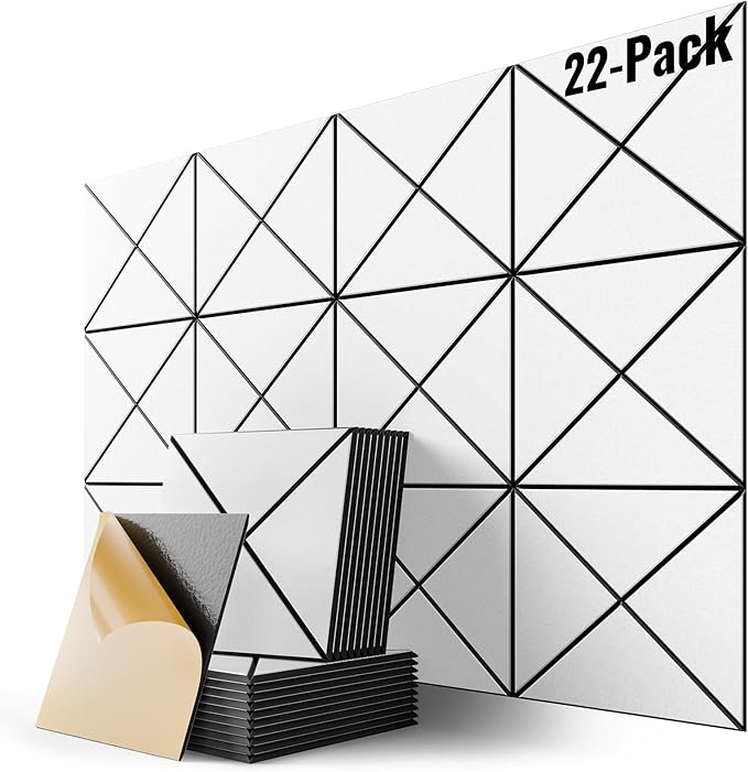 22 Pack X-Line Design Acoustic Panels, Soundproof Wall Panels by Lebenforce