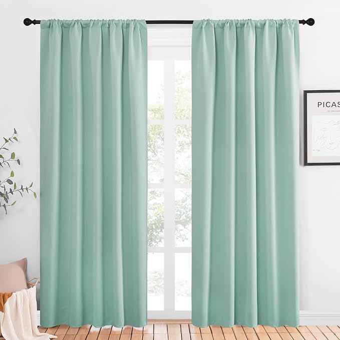 NICETOWN Window Curtains Blackout Drapes, Aqua Blue, 1 Pair, 52 by 84-Inch by NICETOWN