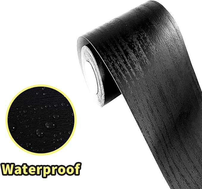 Teemall 10M Black Wood Grain Removable PVC Waterproof Border Wall Decor - Image 3