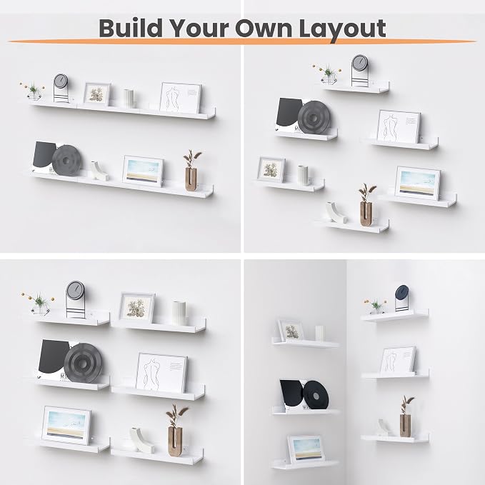 upsimples Floating Shelves for Wall, Wall Shelves for Decor Storage Set of 6 - Image 8