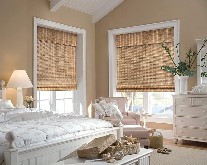 LazBlinds No Tools No Drill Cordless Bamboo Roman Shades, Custom Light - Image 4