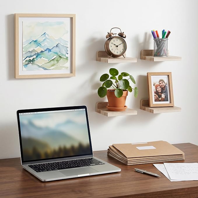 Fixwal Floating Shelves for Wall, Rustic Wood Small Wall Mounted Shelves for - Image 6