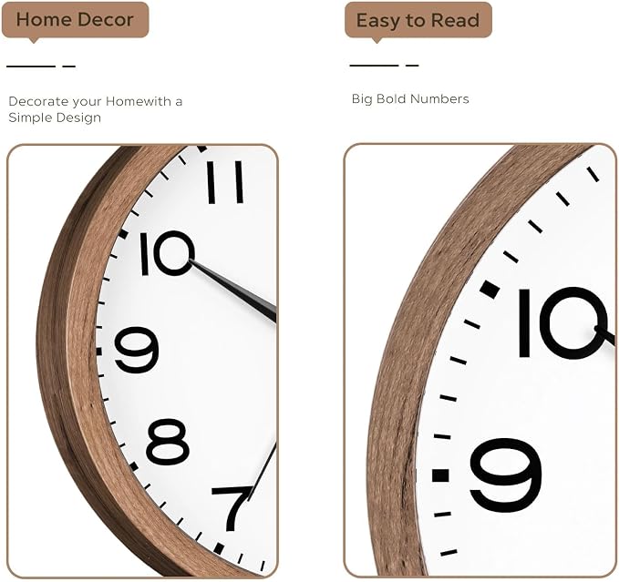 AKCISOT Wall Clock, Modern Small Wall Clocks Battery Operated 10 Inch, Silent - Image 4