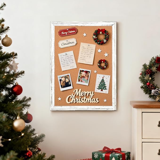Cork Board Bulletin Board, Rustic Wooden Frame, Decorative Hanging Pin Board - Image 2