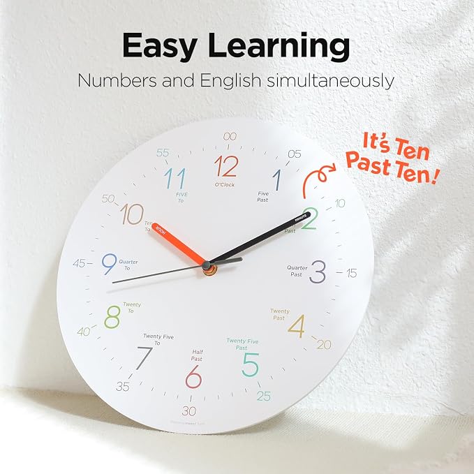 mooas Kids Easy Learning Flatwood Wall Clock - Image 2
