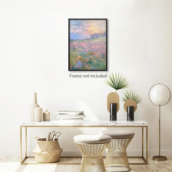 rumlud Pastel Nature Floral Poster Vintage French Country Landscape Wall Art - Image 4