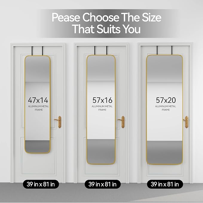 SCWF-GZ 57x16 Door Hanging Full Length Mirror, Floor Stand Wall Mounted Metal - Image 9