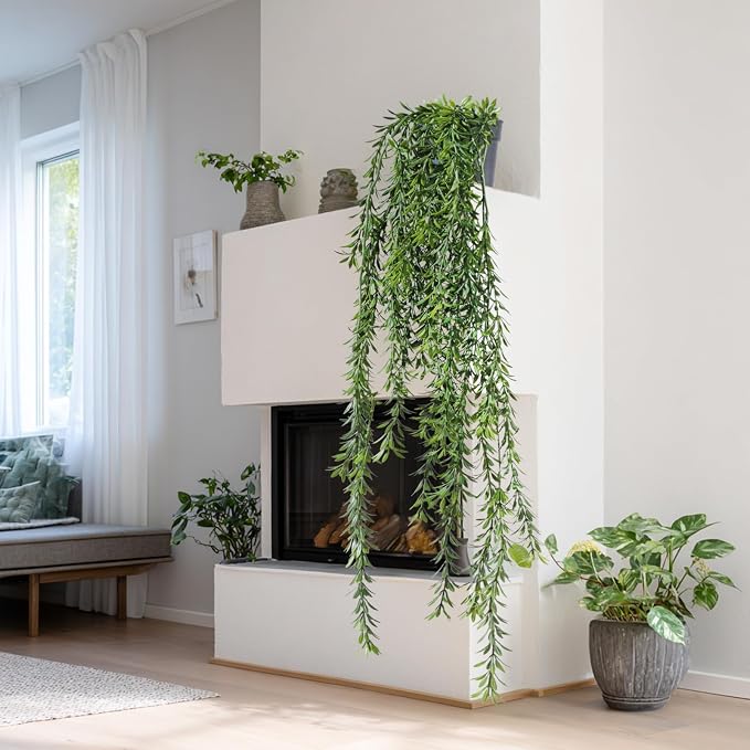 Artificial Hanging Plant 2 Pcs Faux Plant Ivy Vine Faux Eucalyptus Vines Fake - Image 5