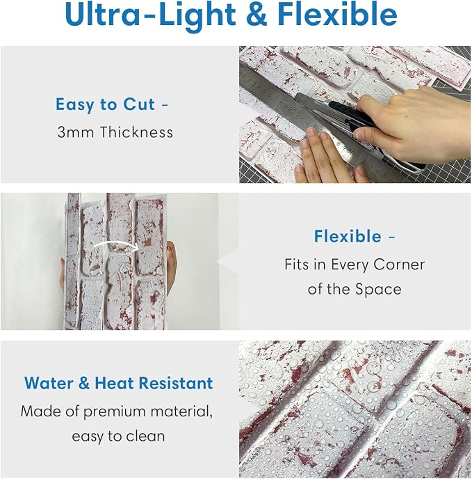 3D Whitewash Brick Wall Panel Peel and Stick - Image 6
