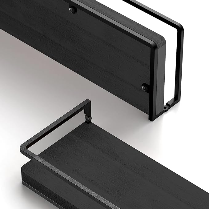 Meangood Floating Shelves Wall Mounted Set of 2, Rustic Wood Wall Storage - Image 4