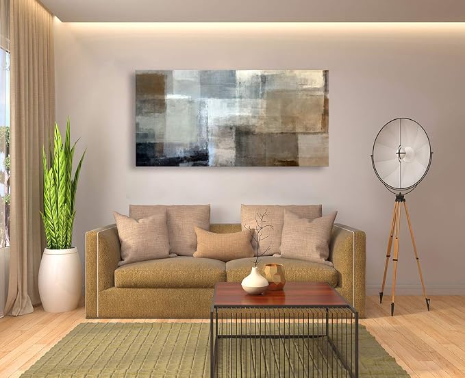 Baisuart Canvas Prints Abstract Wall Art Print Paintings Grey and Brown - Image 7