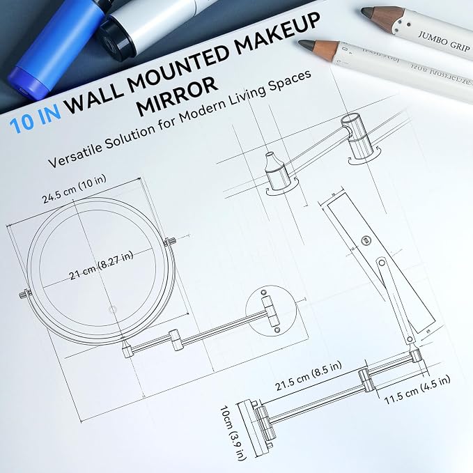 10'' 30X/1X Wall Mounted Lighted Makeup Mirror, 5000mAh Rechargeable - Image 4