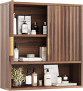 VINGLI Bathroom Wall Cabinet, Walnut Fluted Medicine Cabinet by VINGLI