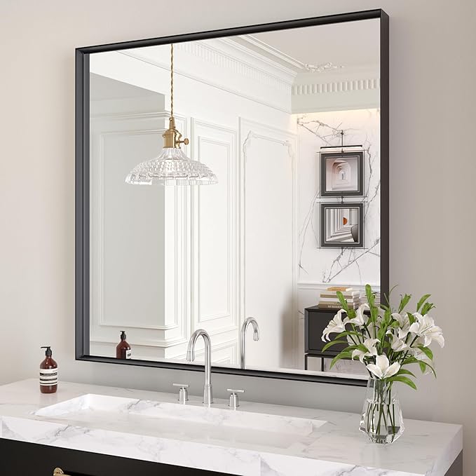 LOAAO Black Bathroom Mirror 30"X30" by LOAAO