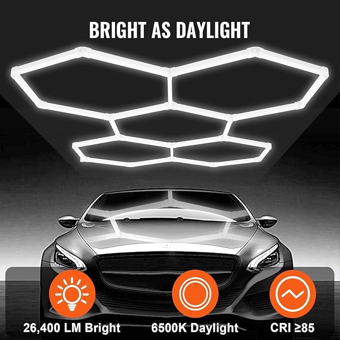5-Hexagon LED Garage Light, 240W 24800LM Honeycomb Ceiling Light - Image 2