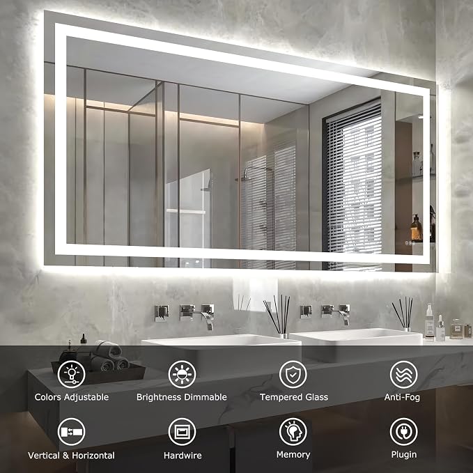 Hivone 72X36 LED Bathroom Mirror - Image 3