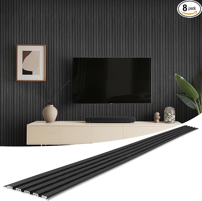 WPC Slat Wall Panels 8 Pack 96" x 6", Waterproof Fluted Wall Paneling, Accent by LARWORKS