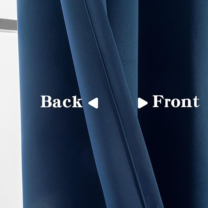 IGEMAEVE Navy Blue Blackout Curtains 72 Inch Length 2 Panels Set, Grommet - Image 4