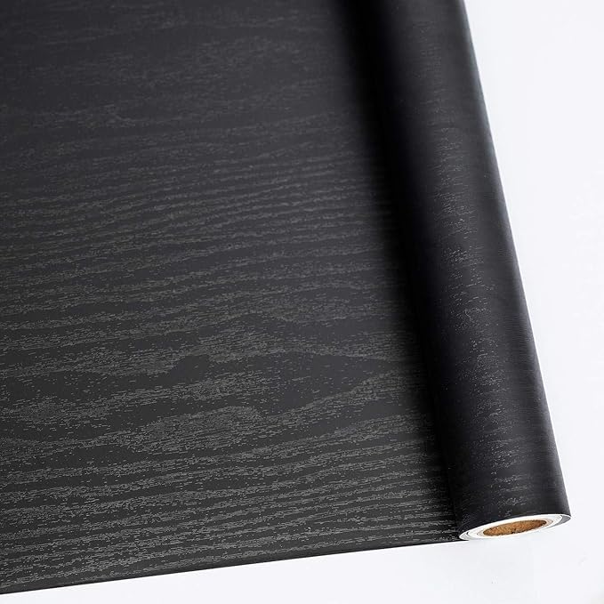Abyssaly Black Wood Peel and Stick Paper 11.8" X 197" Decorative Self-Adhesive by Abyssaly