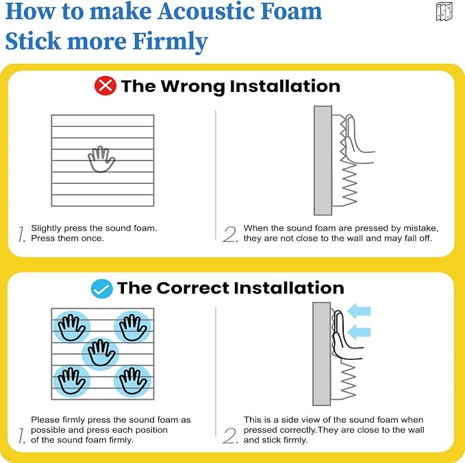 12 Pack Acoustic Panels Self-Adhesive, Acoustic Foam Wedges High Density - Image 7