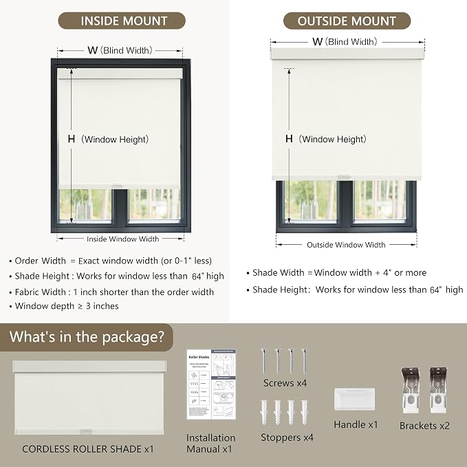 SUNOFF Cordless Blackout Roller Shades Blinds - Image 2