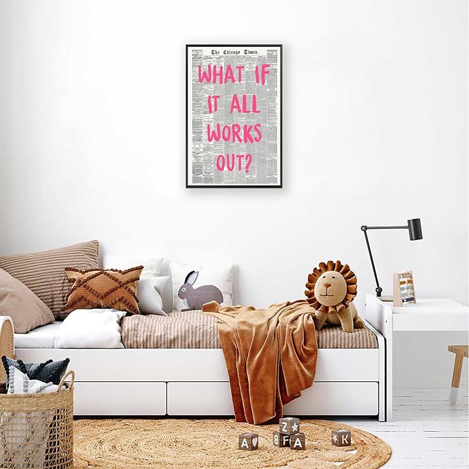 What If It All Works Out Poster Retro Newspaper Pink Font Canvas Wall Art - Image 3