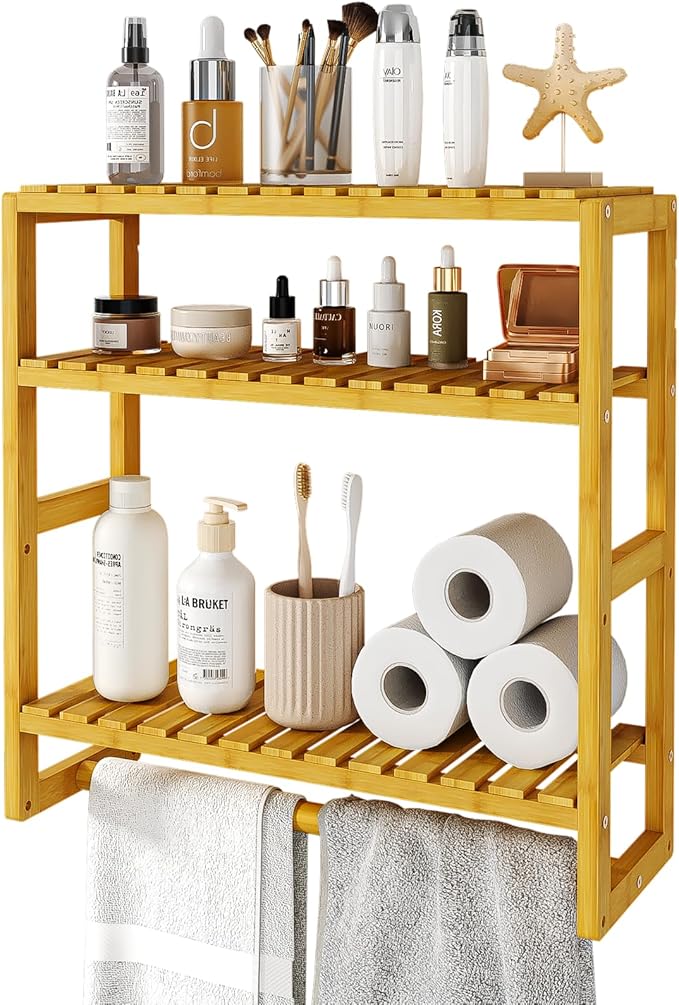 Galood Over The Toilet Storage Bathroom Shelves Wall Mounted 3 Tier Space Saver by Galood
