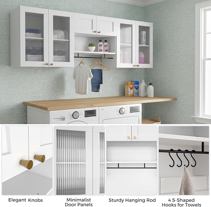 70.8"L Wall Mounted Laundry Room Cabinet Set - Image 9