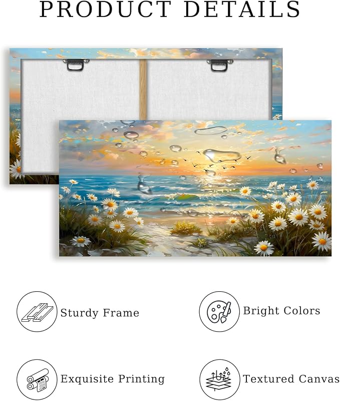 SERIMINO Large Canvas Wall Art Prints, Ocean Sunset Landscape Canvas Prints - Image 6