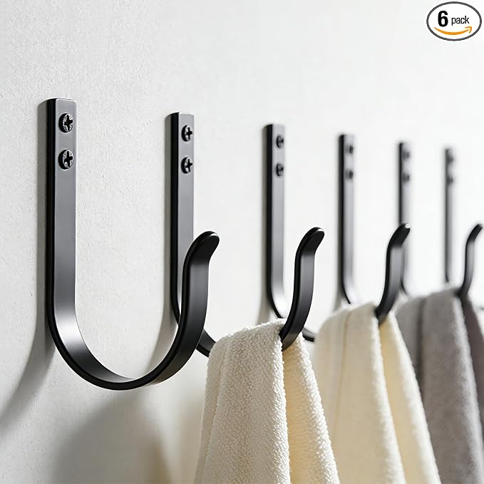 6 Pack Heavy Duty Wall Hooks, 22 LB Load Bearing Stainless Steel Single Prong by Unknown