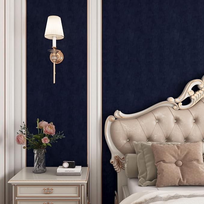 YENHOME Self Adhesive Blue Felt Fabric Wallpaper Peel and Stick 17.7"X118" Blue - Image 2