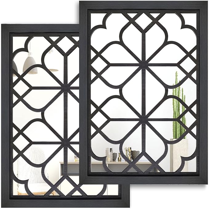 Wocred Set of 2 Rectangular Wall Mirror, Gorgeous Rustic Farmhouse Accent Mirror by Wocred