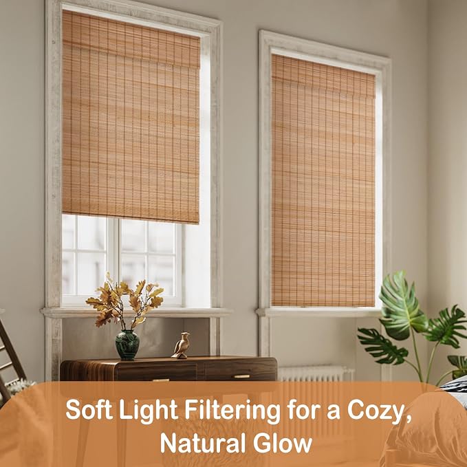 2 Pcs Cordless Bamboo Roman Shades - Image 5